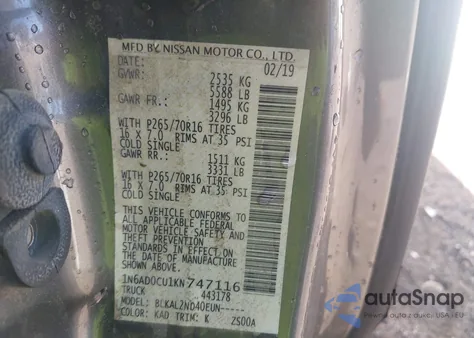 2019 Nissan Frontier Sv из США, поврежденный, VIN 1N6AD0CU1KN747116